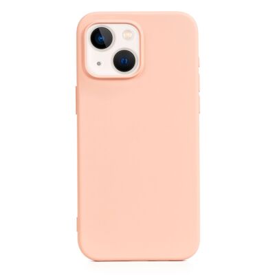 Custodia in silicone DAM Essential per iPhone 13 Mini. Interno in morbido velluto. 6,7x1,04x13,43 cm. Colore: rosa chiaro