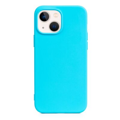 Coque en silicone DAM Essential pour iPhone 13 Mini.  Intérieur en velours doux.  6,7x1,04x13,43 cm. Couleur bleu