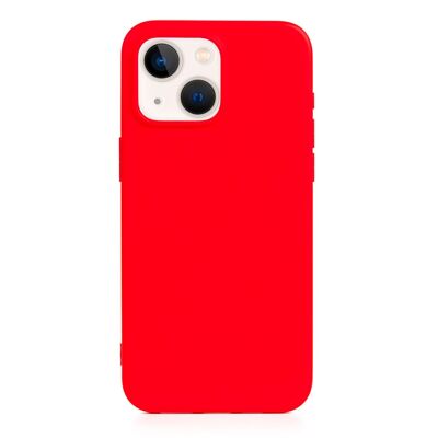 Coque en silicone DAM Essential pour iPhone 13 Mini.  Intérieur en velours doux.  6,7x1,04x13,43 cm. Couleur rouge