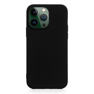 Custodia in silicone DAM Essential per iPhone 13 Pro. Interno in morbido velluto. 7,43x1,04x14,95 centimetri. Colore nero