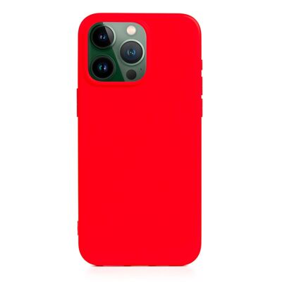 Custodia in silicone DAM Essential per iPhone 13 Pro. Interno in morbido velluto. 7,43x1,04x14,95 centimetri. colore rosso