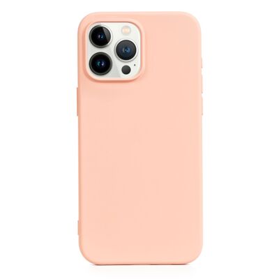 Custodia in silicone DAM Essential per iPhone 13 Pro Max. Interno in morbido velluto. 8,09x1,04x16,36 cm. Colore: rosa chiaro