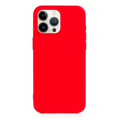 DAM Carcasa de silicona Essential para iPhone 13 Pro Max. Interior aterciopelado suave. 8,09x1,04x16,36 Cm. Color: Rojo