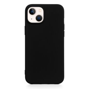 Coque en silicone DAM Essential pour iPhone 13 / 14.  Intérieur en velours doux.  7,43x1,06x14,95cm. La couleur noire 1