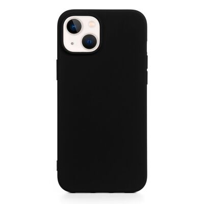 Coque en silicone DAM Essential pour iPhone 13 / 14.  Intérieur en velours doux.  7,43x1,06x14,95cm. La couleur noire