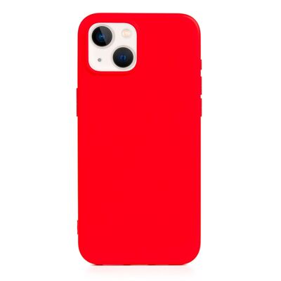 DAM Essential Silicone Case for iPhone 13 / 14.  Soft velvet interior.  7.43x1.06x14.95 cm. Red color