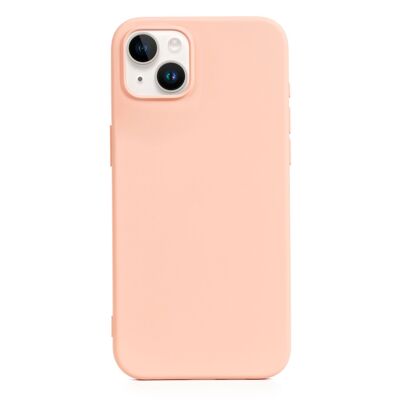 Custodia in silicone DAM Essential per iPhone 14 Plus. Interno in morbido velluto. 8,09x1,06x16,36 cm. Colore: rosa chiaro