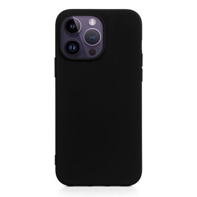 Custodia in silicone DAM Essential per iPhone 14 Pro. Interno in morbido velluto. 7,43x1,06x15,06 cm. Colore nero