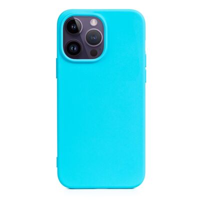 Coque en silicone DAM Essential pour iPhone 14 Pro.  Intérieur en velours doux.  7,43x1,06x15,06cm. Couleur bleu