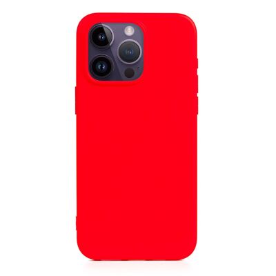 Coque en silicone DAM Essential pour iPhone 14 Pro.  Intérieur en velours doux.  7,43x1,06x15,06cm. Couleur rouge