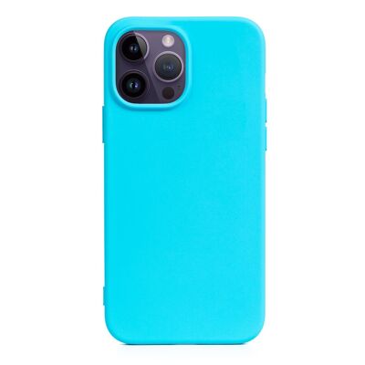 Coque en silicone DAM Essential pour iPhone 14 Pro Max. Intérieur en velours doux. 8,04x1,06x16,35cm. Couleur bleu