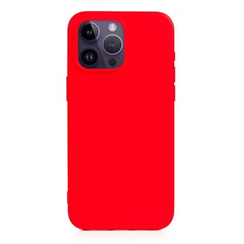 Coque en silicone DAM Essential pour iPhone 14 Pro Max.  Intérieur en velours doux.  8,04x1,06x16,35cm. Couleur rouge 1