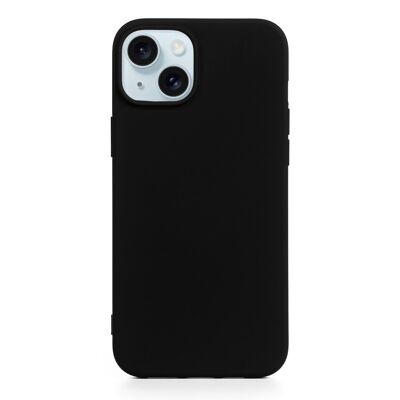 DAM Essential Silicone Case for iPhone 15.  Soft velvet interior.  7.44x1.06x15.04 cm. Color: Black