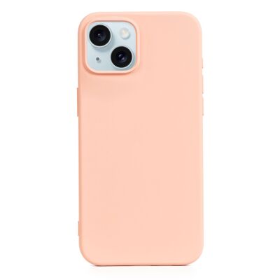 Coque en silicone DAM Essential pour iPhone 15.  Intérieur en velours doux.  7,44x1,06x15,04 cm. Couleur: rose clair