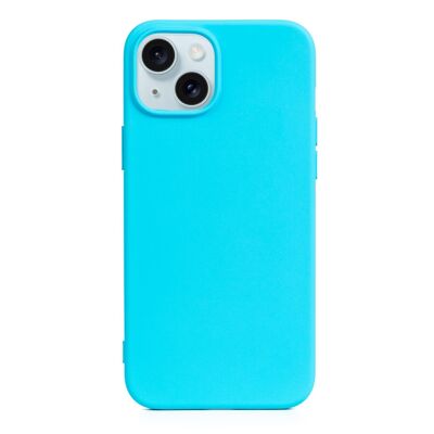 Custodia in silicone DAM Essential per iPhone 15. Interno in morbido velluto. 7,44x1,06x15,04 cm. Colore blu
