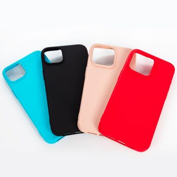 Coque en silicone DAM Essential pour iPhone 15.  Intérieur en velours doux.  7,44x1,06x15,04 cm. Couleur rouge 4