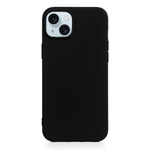 DAM Carcasa de silicona Essential para iPhone 15 Plus. Interior aterciopelado suave. 8,06x1,06x16,37 Cm. Color: Negro