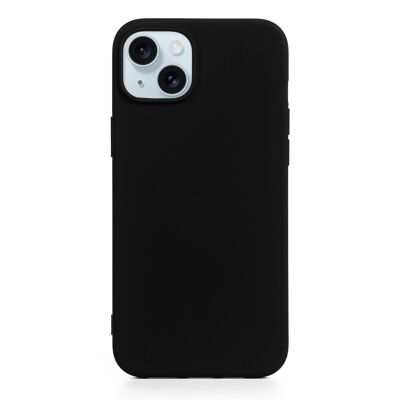 Custodia in silicone DAM Essential per iPhone 15 Plus. Interno in morbido velluto. 8,06x1,06x16,37 centimetri. Colore nero