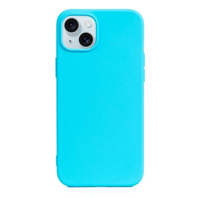 Custodia in silicone DAM Essential per iPhone 15 Plus. Interno in morbido velluto. 8,06x1,06x16,37 centimetri. Colore blu