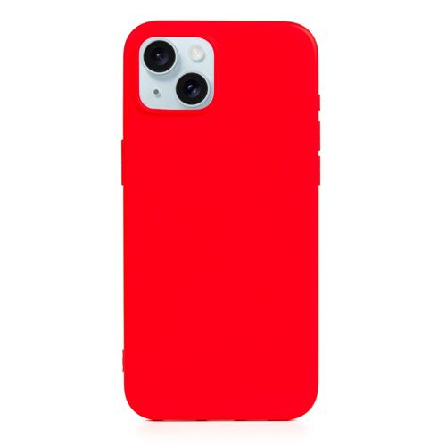 DAM Carcasa de silicona Essential para iPhone 15 Plus. Interior aterciopelado suave. 8,06x1,06x16,37 Cm. Color: Rojo