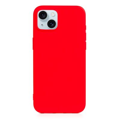 Custodia in silicone DAM Essential per iPhone 15 Plus. Interno in morbido velluto. 8,06x1,06x16,37 centimetri. colore rosso