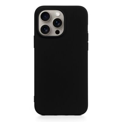 Custodia in silicone DAM Essential per iPhone 15 Pro. Interno in morbido velluto. 7,34x1,11x14,94 cm. Colore nero