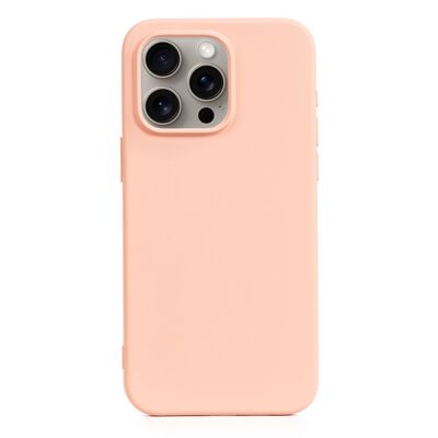 Custodia in silicone DAM Essential per iPhone 15 Pro. Interno in morbido velluto. 7,34x1,11x14,94 cm. Colore: rosa chiaro
