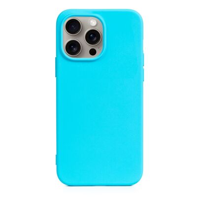 DAM Essential Silikonhülle für iPhone 15 Pro. Innenseite aus weichem Samt. 7,34 x 1,11 x 14,94 cm. Farbe blau