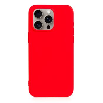 Coque en silicone DAM Essential pour iPhone 15 Pro.  Intérieur en velours doux.  7,34x1,11x14,94 cm. Couleur rouge 1