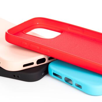 Coque en silicone DAM Essential pour iPhone 15 Pro.  Intérieur en velours doux.  7,34x1,11x14,94 cm. Couleur rouge 3