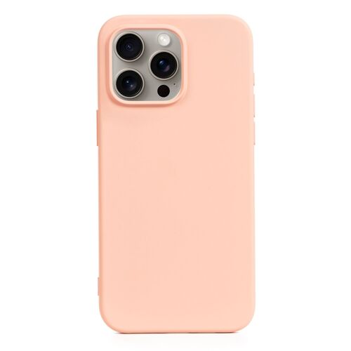 DAM Carcasa de silicona Essential para iPhone 15 Pro Max. Interior aterciopelado suave. 7,95x1,11x16,27 Cm. Color: Rosa Claro