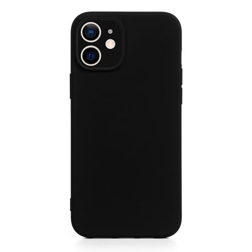 DAM Carcasa de silicona Essential con protección de cámara para iPhone 12 Mini. Interior aterciopelado suave. 6,7x1,02x13,43 Cm. Color: Negro