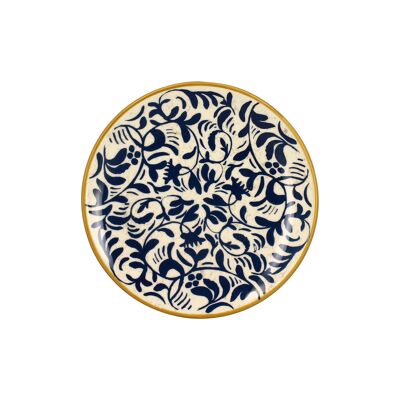 Plato de postre Heracled 19cm en gres decoración azul