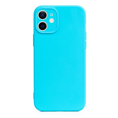 Coque en silicone DAM Essential avec protection d'appareil photo pour iPhone 12 Mini.  Intérieur en velours doux.  6,7x1,02x13,43 cm. Couleur bleu