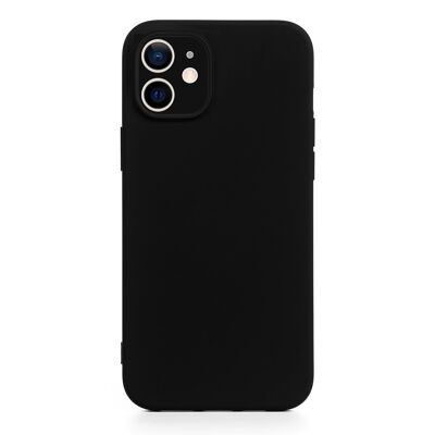 DAM Essential Silicone Case with Camera Protection for iPhone 12.  Soft velvet interior.  7.43x1.02x14.95 cm. Color: Black