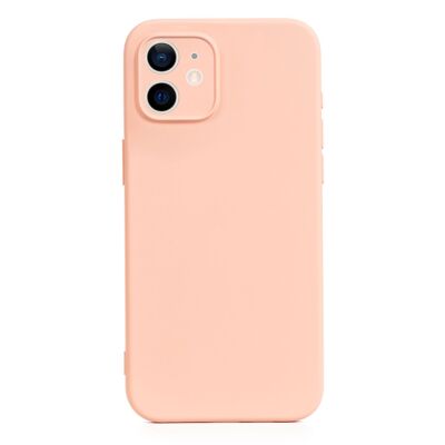 Coque en silicone DAM Essential avec protection d'appareil photo pour iPhone 12. Intérieur en velours doux. 7,43x1,02x14,95 cm. Couleur: rose clair