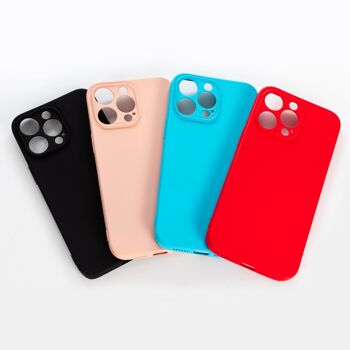 Coque en silicone DAM Essential avec protection d'appareil photo pour iPhone 12 Pro.  Intérieur en velours doux.  7,43x1,02x14,95 cm. La couleur noire 4