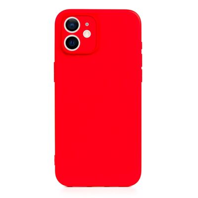 DAM Essential Silicone Case with Camera Protection for iPhone 12.  Soft velvet interior.  7.43x1.02x14.95 cm. Red color