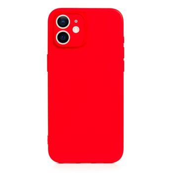 Coque en silicone DAM Essential avec protection d'appareil photo pour iPhone 12.  Intérieur en velours doux.  7,43x1,02x14,95 cm. Couleur rouge 1