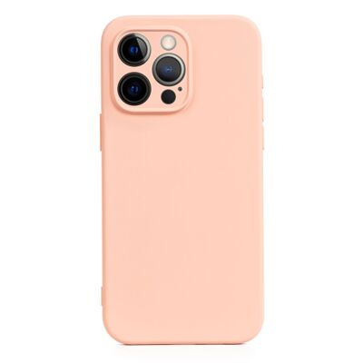 Custodia DAM Essential in silicone con protezione per fotocamera per iPhone 12 Pro. Interno in morbido velluto. 7,43x1,02x14,95 centimetri. Colore: rosa chiaro