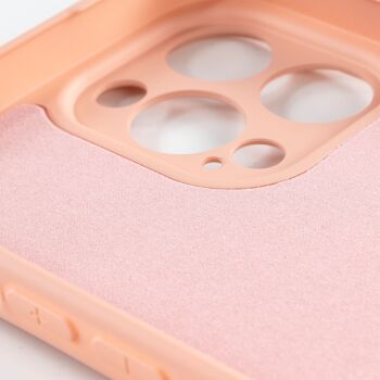 Coque en silicone DAM Essential avec protection d'appareil photo pour iPhone 12 Pro.  Intérieur en velours doux.  7,43x1,02x14,95 cm. Couleur: rose clair 2