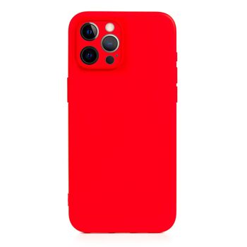 Coque en silicone DAM Essential avec protection d'appareil photo pour iPhone 12 Pro Max.  Intérieur en velours doux.  8,09x1,02x16,36 cm. Couleur rouge 1