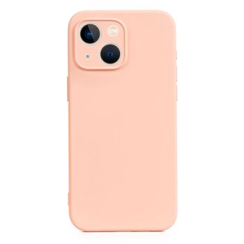 Coque en silicone DAM Essential avec protection d'appareil photo pour iPhone 13 Mini.  Intérieur en velours doux.  6,7x1,04x13,43 cm. Couleur: rose clair 1