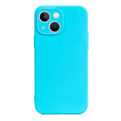 Coque en silicone DAM Essential avec protection d'appareil photo pour iPhone 13 Mini.  Intérieur en velours doux.  6,7x1,04x13,43 cm. Couleur bleu