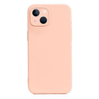 Coque en silicone DAM Essential avec protection d'appareil photo pour iPhone 13.  Intérieur en velours doux.  7,43x1,04x14,95 cm. Couleur: rose clair 1