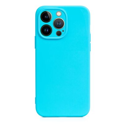 Coque en silicone DAM Essential avec protection d'appareil photo pour iPhone 13 Pro.  Intérieur en velours doux.  7,43x1,04x14,95 cm. Couleur bleu