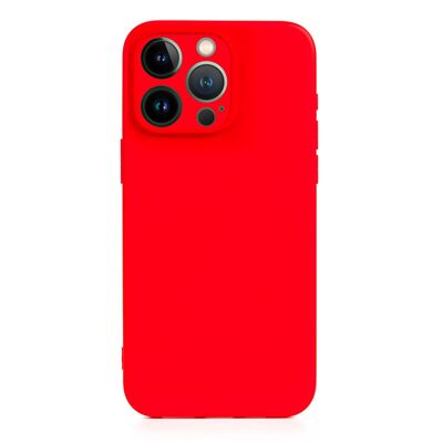 Custodia DAM Essential in silicone con protezione per fotocamera per iPhone 13 Pro. Interno in morbido velluto. 7,43x1,04x14,95 centimetri. colore rosso