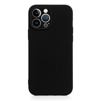 Coque en silicone DAM Essential avec protection d'appareil photo pour iPhone 13 Pro Max.  Intérieur en velours doux.  8,09x1,04x16,36 cm. La couleur noire 1