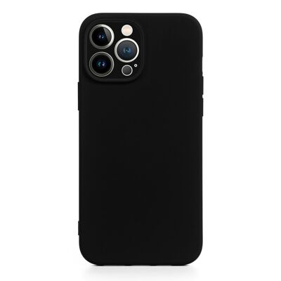 Custodia DAM Essential in silicone con protezione per fotocamera per iPhone 13 Pro Max. Interno in morbido velluto. 8,09x1,04x16,36 cm. Colore nero