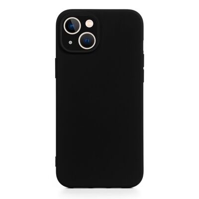 DAM Essential Silicone Case with Camera Protection for iPhone 14.  Soft velvet interior.  7.43x1.06x14.95 cm. Color: Black